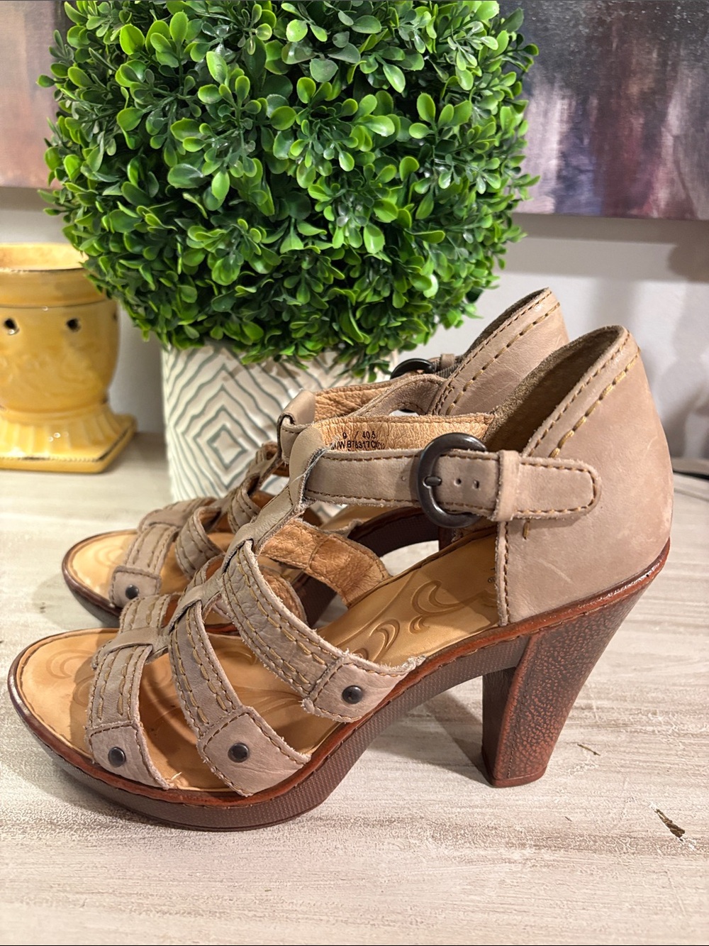 Born Neutral Beige Strappy Heeled Sandals